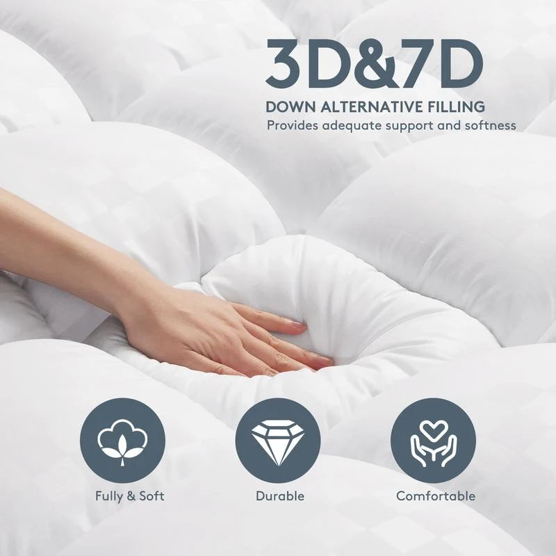 Premium Quilted 1000GSM Luxury Extra Thick Mattress Topper - Breathable & Fluffy Soft